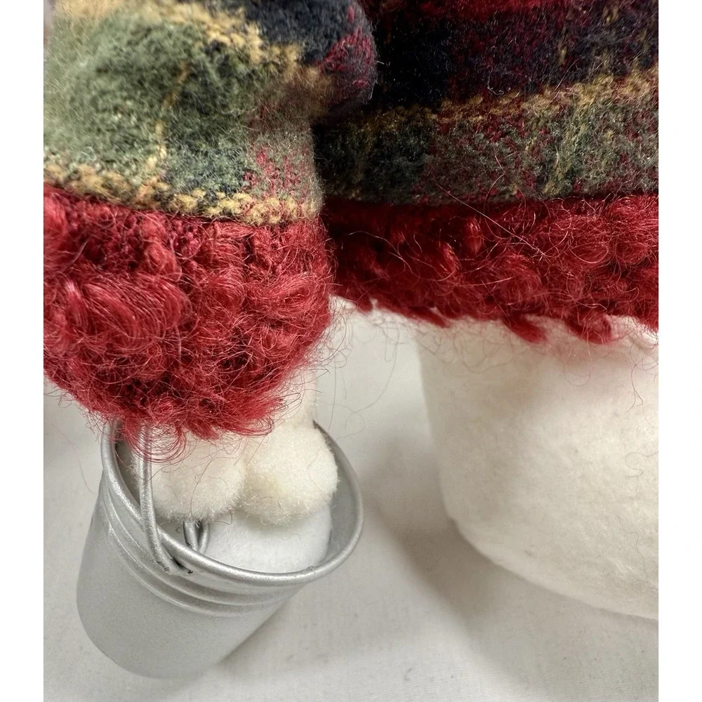 Lot of 3 Skating Snow Person Plush Decor Figures Bucket Sign Garland Skates 9.5